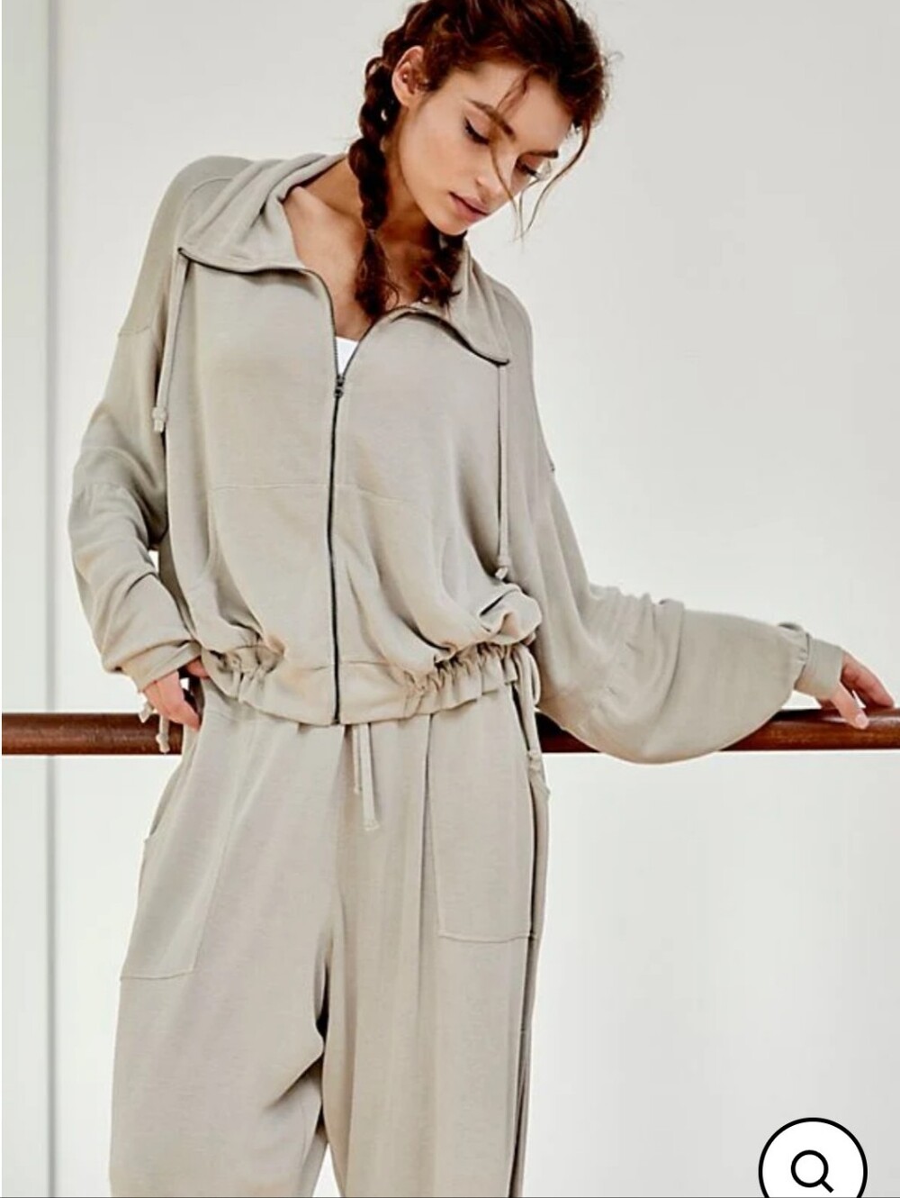 FP Movement Free People Goldie Oversized Zip Up Hoodie Jacket Cropped Relaxed